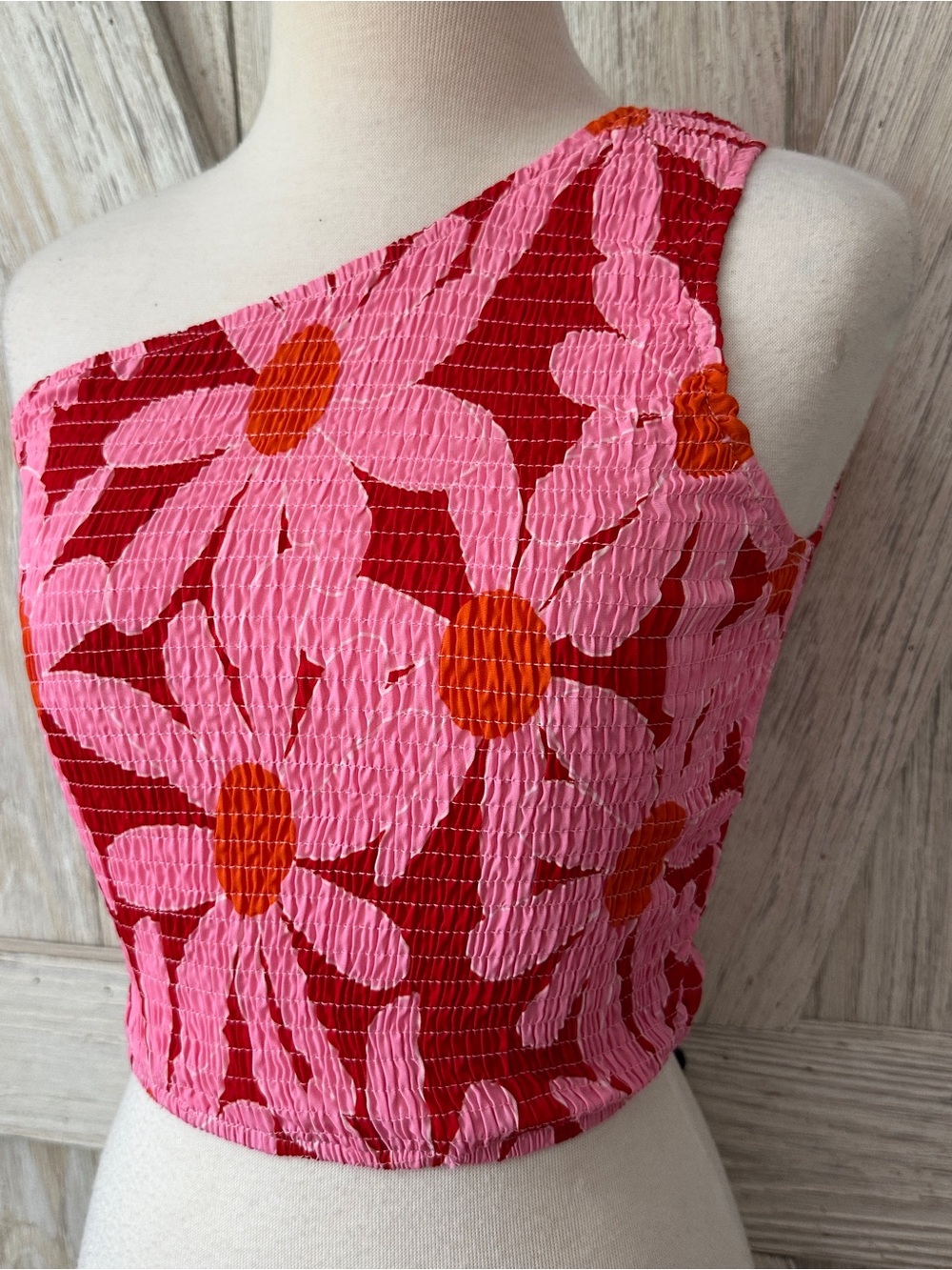 BTFBM Smocked One Shoulder Top